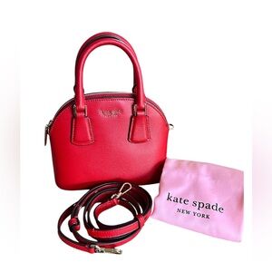 Kate Spade Red Mini Dome Satchel Crossbody Pebbled Leather NWOT